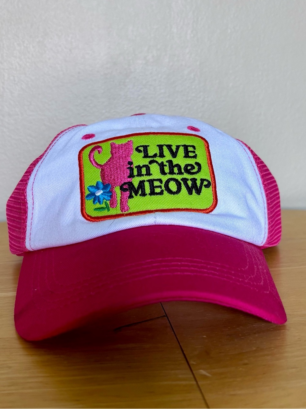BNWT “Live in the Meow” Trucker Hat Cat Lady. Plastic still in hat never worn!